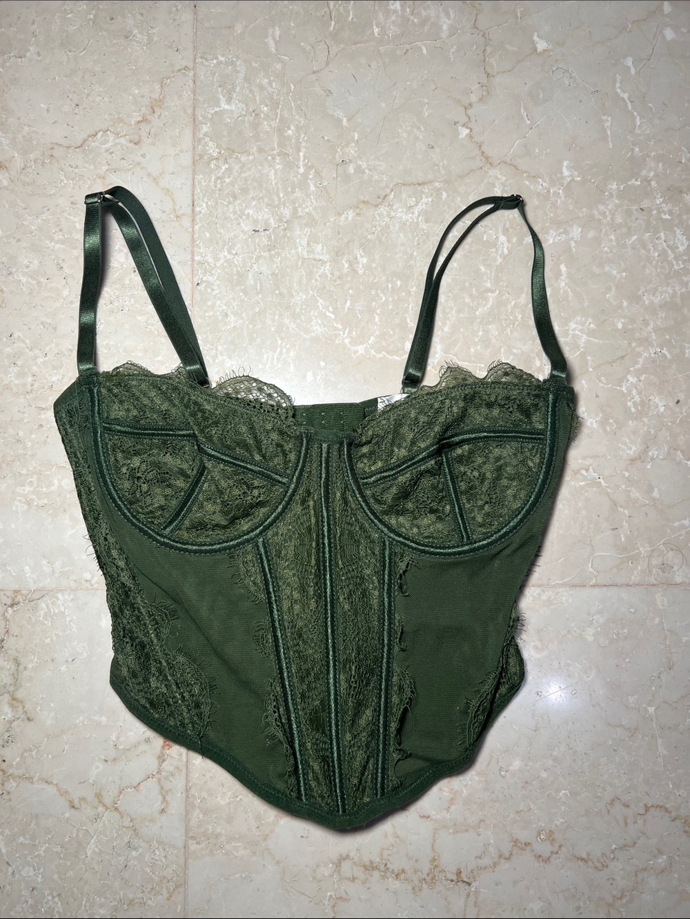 PacSun Olive Green Lace Underwire Corset Top